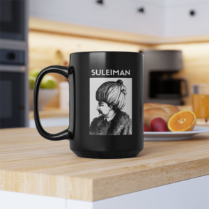 Suleiman the Magnificent 15 oz black ceramic coffee mug