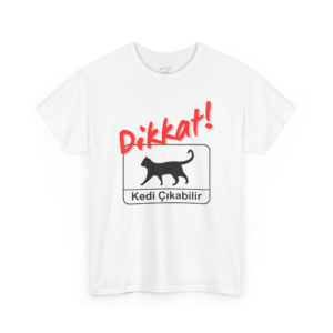 Turkish Dikkat Kedi Cikabilir Cat Crossing Unisex Tee